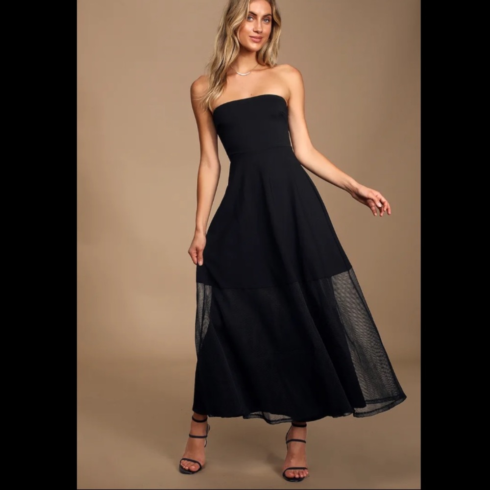 Lulus Black Netted Tea Dress